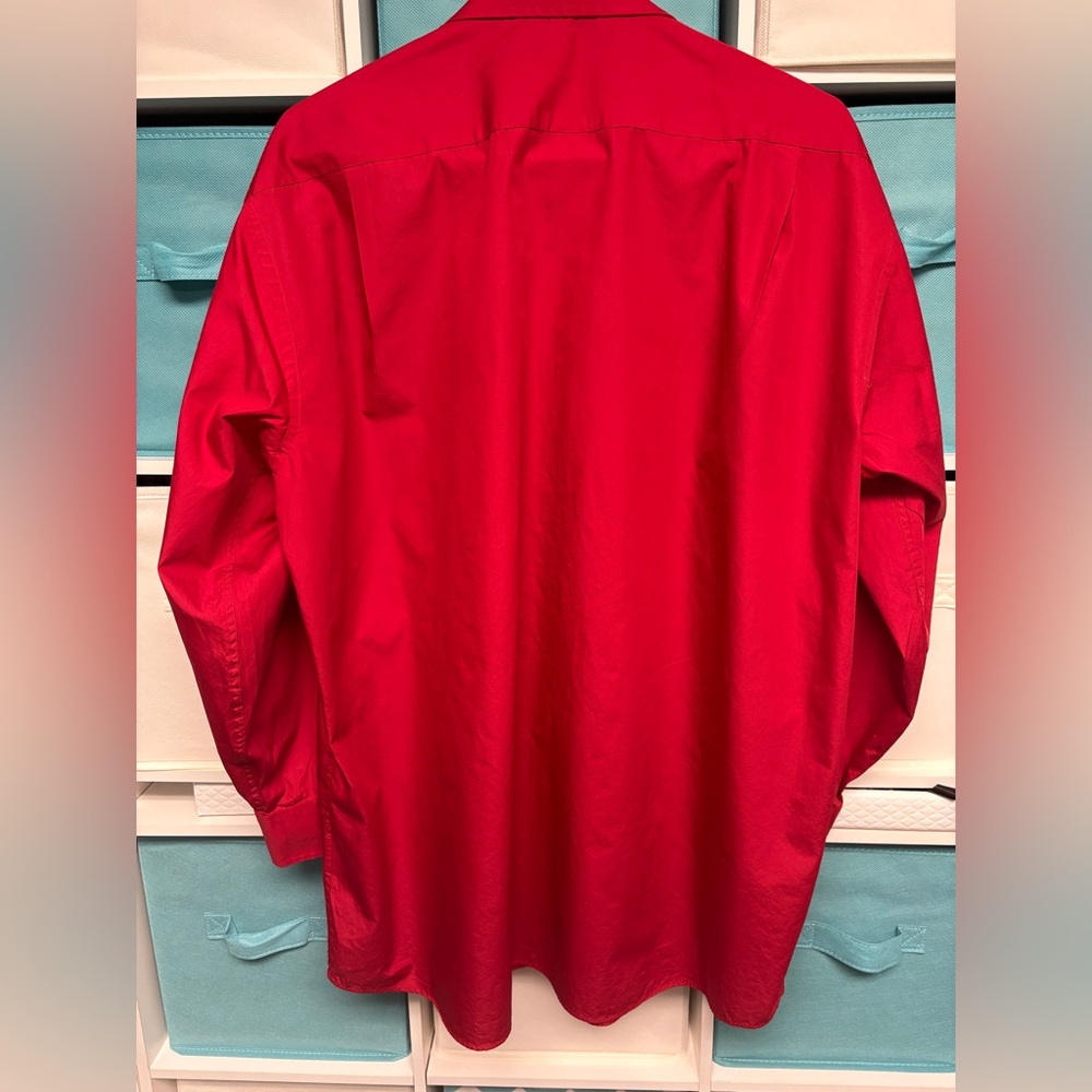 Tommy Hilfiger Men's Red 100% Cotton Button Down Dress Shirt -Size 17 -32/33 - Picture 5 of 6